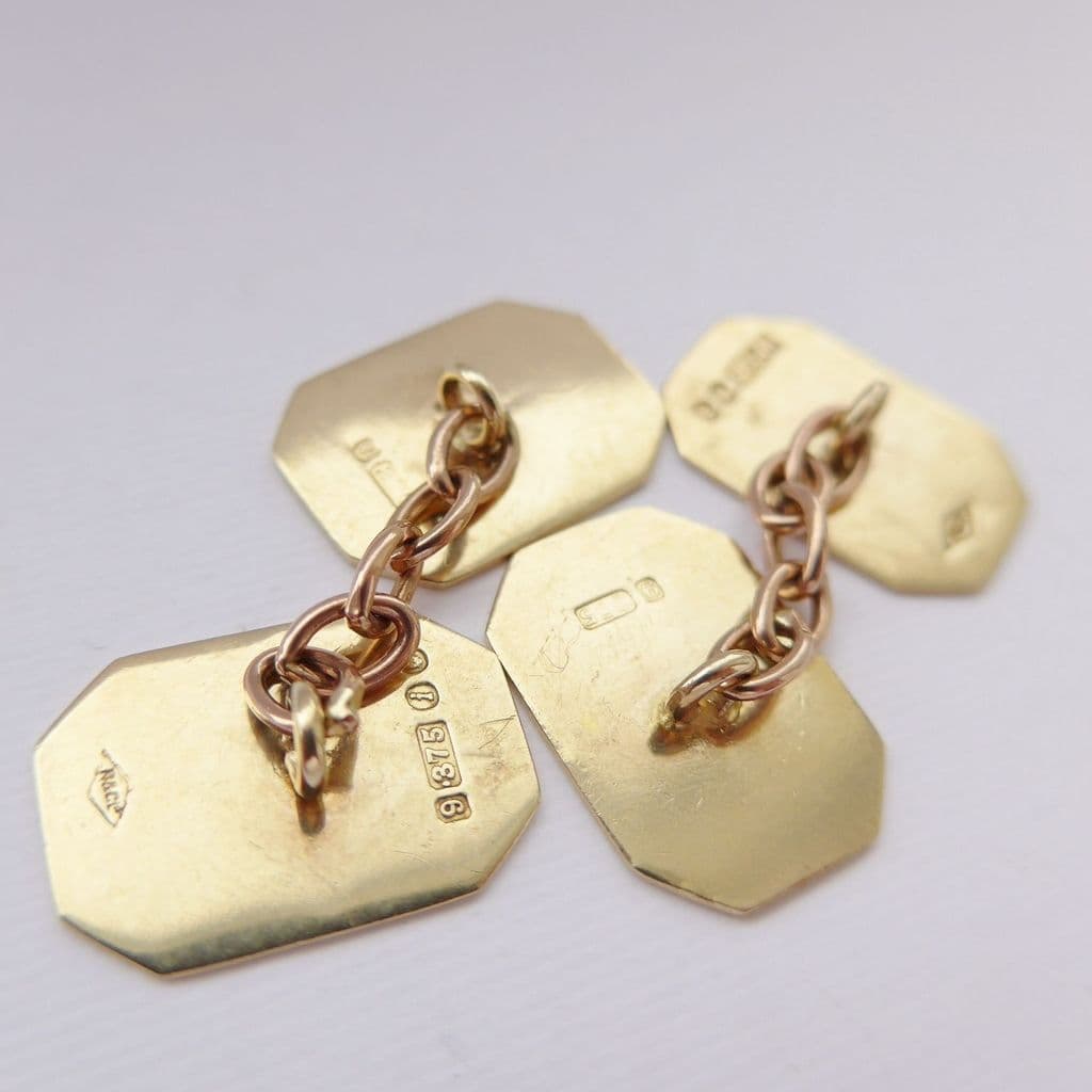 SOLD Vintage 9ct Solid Gold Cufflinks London 1964 Boxed Wedding